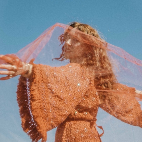 Burnt Orange Sequined Crochet Dress size XS/S by Sundress - Picture 10 of 13